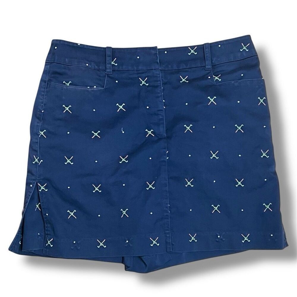 Izod G-flex Navy Blue Golf Skort Neon Golf Club Embroidery Cotton Blend Womens 8